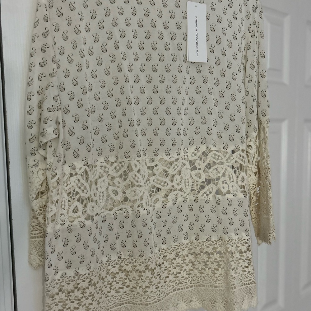 French Connection Honshu Sheer 3/4 Sleeve Tunic Top NWT Size 8